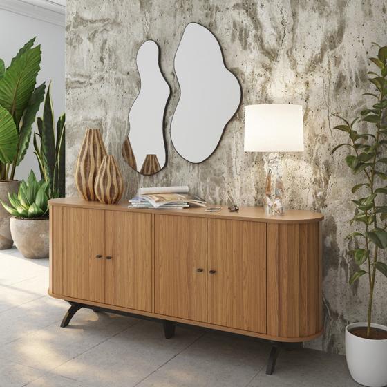 Imagem de Buffet Aparador com Canto Arredondado 4 portas 100% MDF
