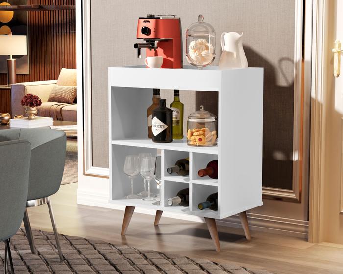 Imagem de Buffet Aparador Encanto Cantinho do Café Adega com pés estilo retrô - Branco