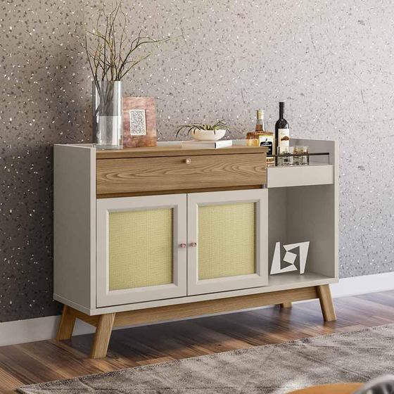 Imagem de Buffet aparador retrô bar classico Linea Brasil Piemont Amendoa Off White