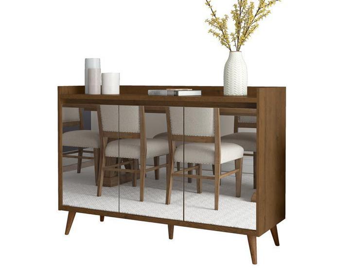 Imagem de Buffet Aparador Retrô com Espelho Delux 3 Portas Malbec - MoveisAqui