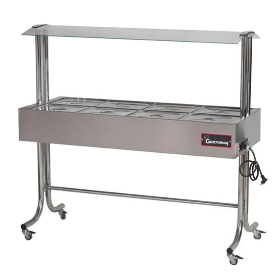 Imagem de Buffet Aquecido Gastromaq Cromado 8 Cubas Tampa Inox Cobertura Vidro 127V BTE 8 ST G2 CR IV