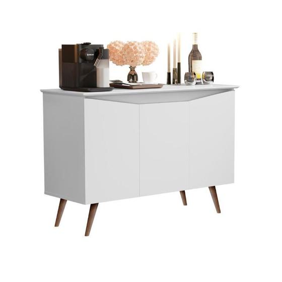 Imagem de Buffet / Balcão / Bancada ENC 3 Portas Estilo Retrô Com Tampo em MDF de 15mm Cor Branco
