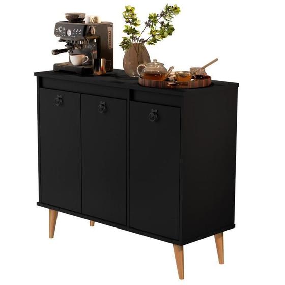 Imagem de Buffet / Balcão JA Estilo Retrô Com Pés em Madeira Maciça Cor Preto