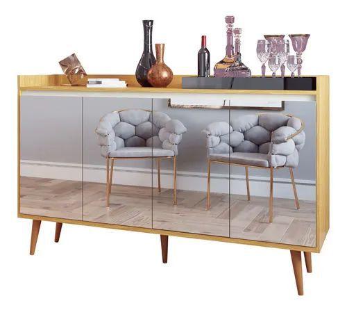 Imagem de Buffet delux delta classico com espelho 4 portas nature/off white