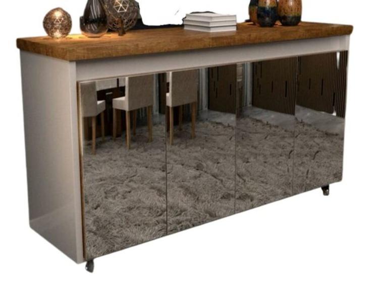 Imagem de Buffet Maria 4 portas com espelho  Cinamomo/Off white