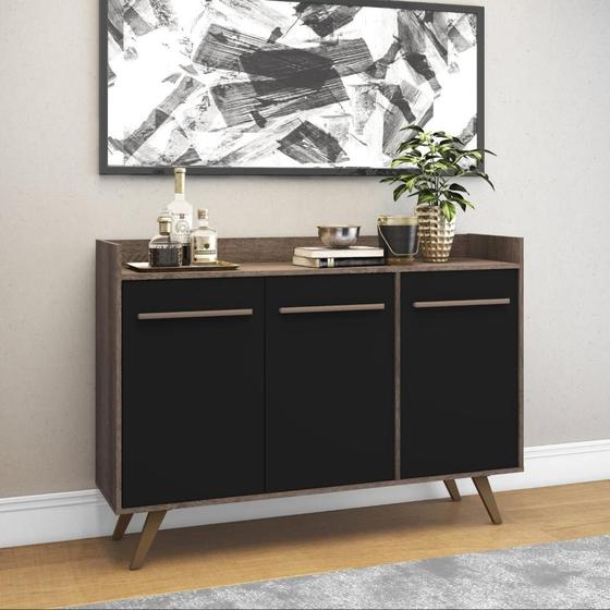 Imagem de Buffet Retrô com 3 Portas - Preto/Rústico