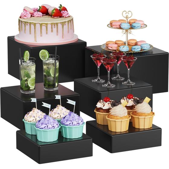 Imagem de Buffet Risers and Stands Lifewit Black Cube Boxes, 6 unidades