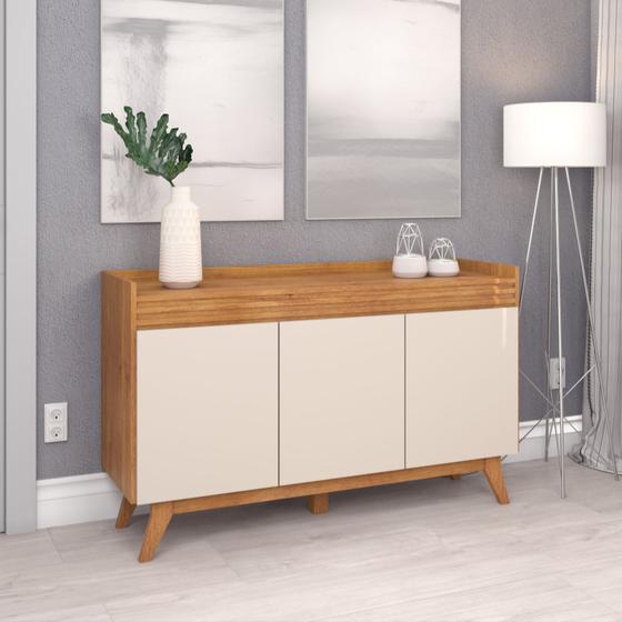 Imagem de Buffet Salles 3 Portas 1 Prateleira Interna Mel/Off White