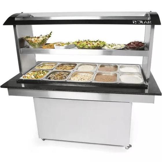 Imagem de Buffet Self Service Conjugado BRQ-10F - Aço Inox Iluminação Led 10 Cubas Quentes 5 Cubas Frias - Polar