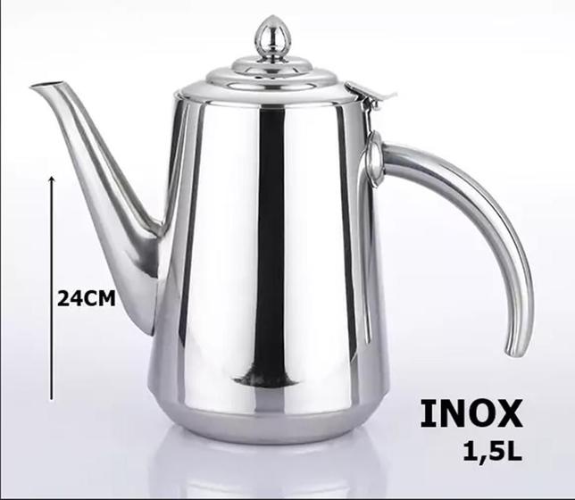 Imagem de Bule Aço Inox Para Café Ou Chá 1,5 Cafeteira - 24CM Inox Permanente