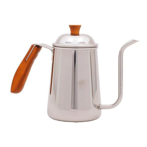 Imagem de Bule Bico Fino Inox Brilhante Com Cabo De Madeira 700Ml
