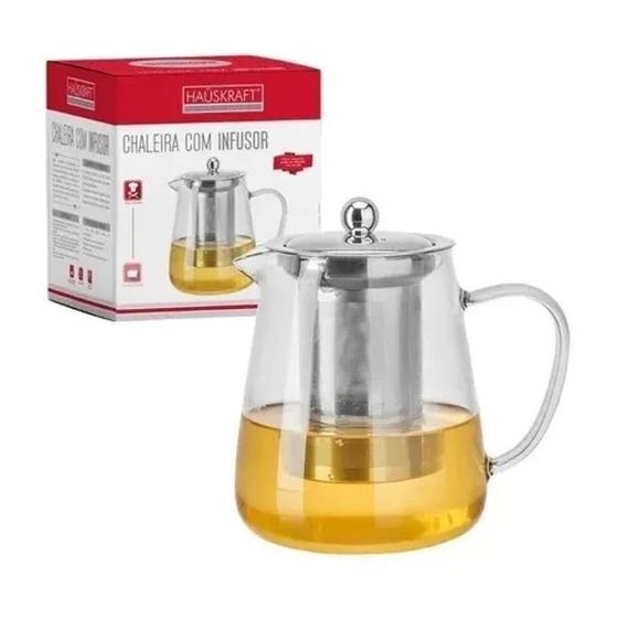 Imagem de Bule Chaleira De Vidro Com Infusor Inox Para Chá 750ML - Hauskraft - Haüskraft