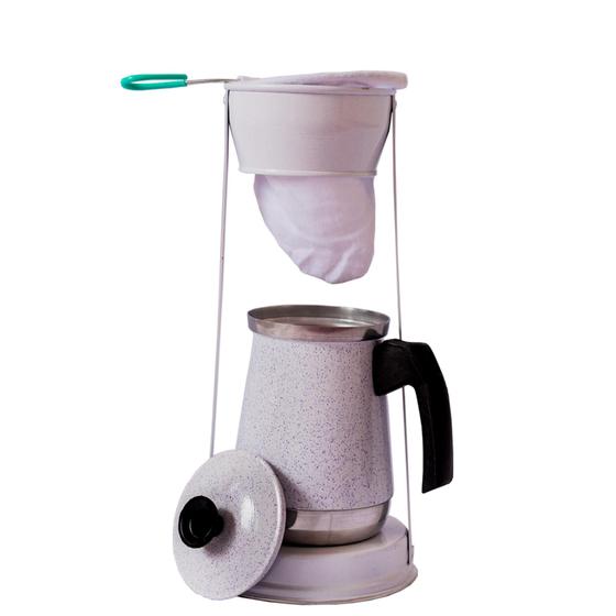 Imagem de Bule Com Mancebo Coador De Cafe Retro em Alumínio - Colorido