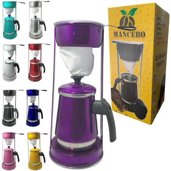 Imagem de Bule Com Mancebo Suporte 1,2L Coador De Café colorido Retro em Alumínio Mariquinha Cafeteira C Caixa