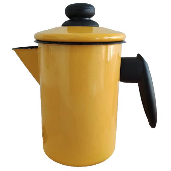 Imagem de Bule de Café Chá Aço Esmaltado 1,1 Litros Ágata Básica Metallouça Amarelo