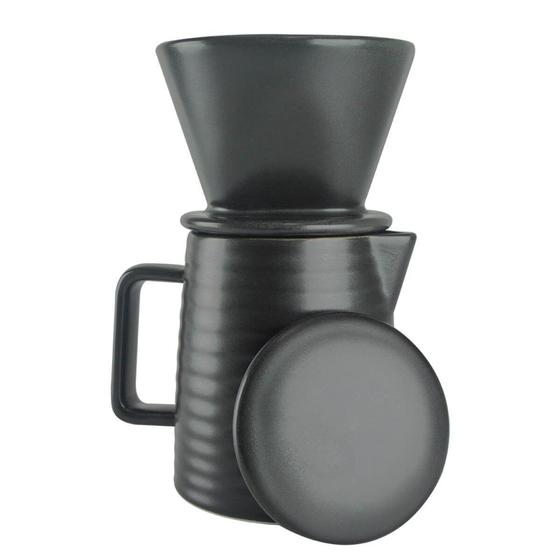 Imagem de Bule de Café com Suporte para Filtro Preto Cerâmica 600ml - WOLFF