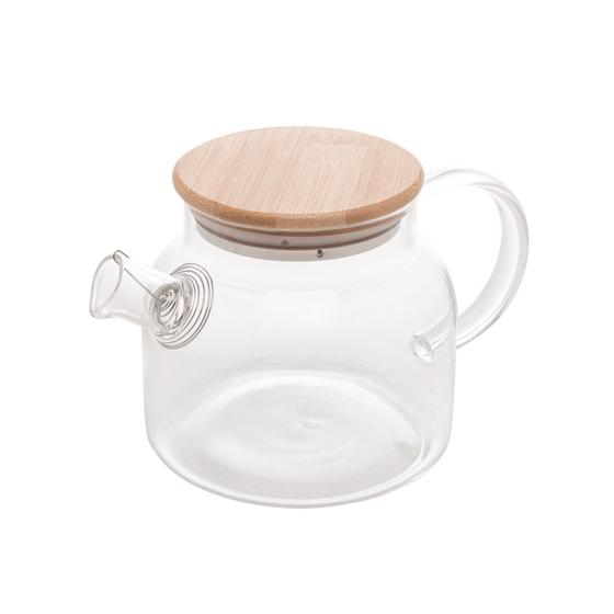 Imagem de Bule de Vidro Borossílicato Com Tampa de Bambu P/ Chá 800ml