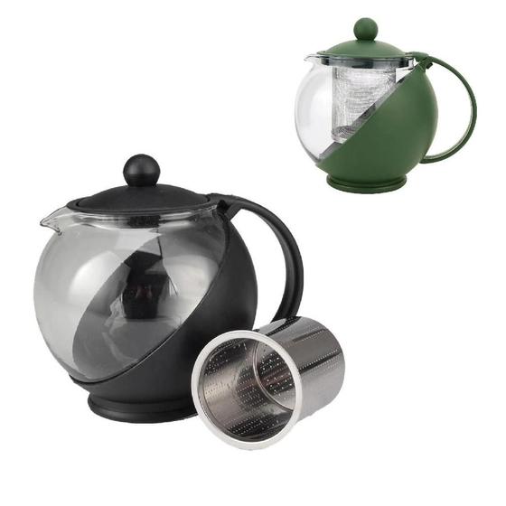 Imagem de Bule De Vidro Com Infusor Inox P/ Cha Coador Chaleira 1250ml
