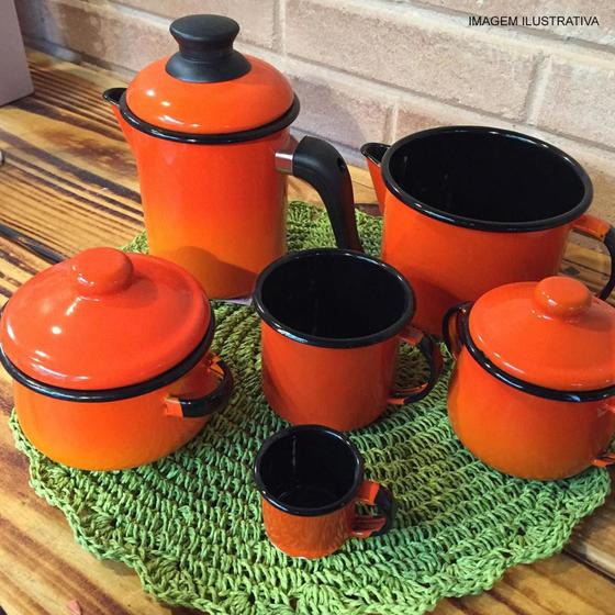 Bule para Café Esmaltado Bico Curto 1500 ml Laranja Ewel Menor preço em Bule para Café Esmaltado Bico Curto 1500 ml Laranja Ewel