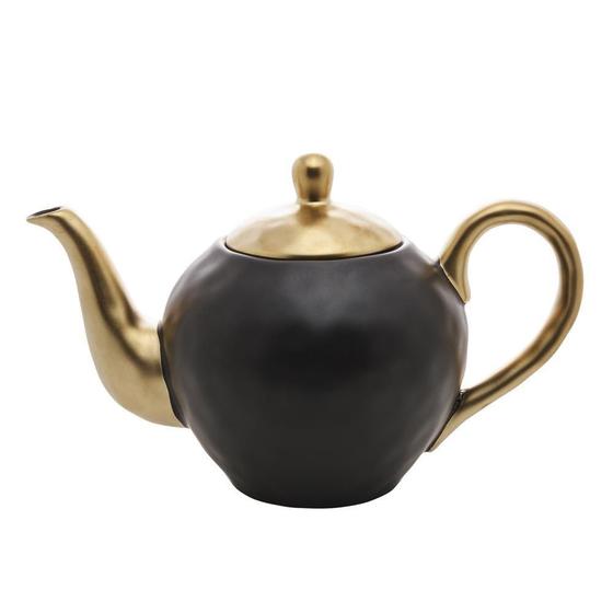Imagem de Bule Para Chá 1L Porcelana Preto E Dourado Dubai - Wolff