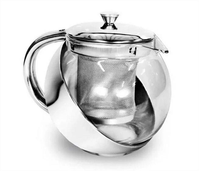 Imagem de Bule Para Chá Com Filtro Inox 700 Ml Inox E Vidro