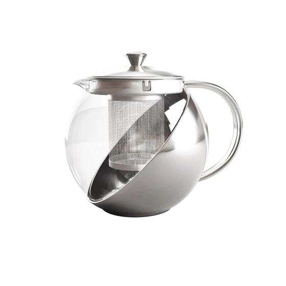 Imagem de Bule para chá de vidro e inox com infusor interno