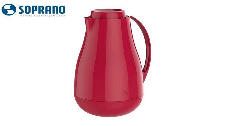 Imagem de Bule Térmico 1 Litro Para Café Leite Chá Água Ampola Vidro Sonetto vermelho - Soprano