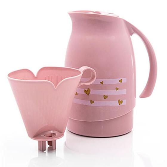 Imagem de Bule Térmico Rosa 700Ml Sanremo Filtro Café Ampola Vidro