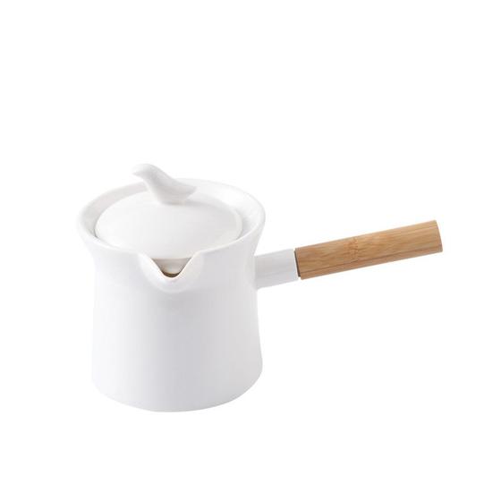 Imagem de Bule Wokex White Ceramic 300ml em estilo japonês com chapéu de madeira