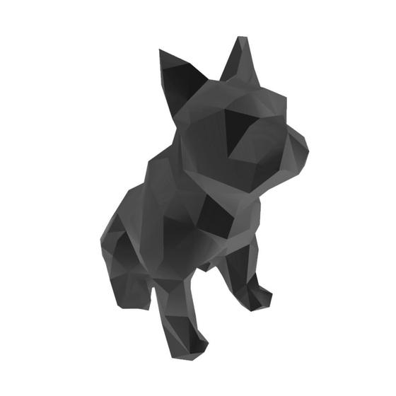 Imagem de Bulldog Francês Sentado Pet Low Poly Geométrico Decoração 3D