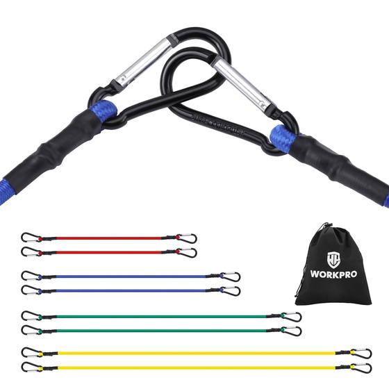 Imagem de Bungee Cords WORKPRO Heavy Duty Outdoor, 22 unidades com frasco de armazenamento