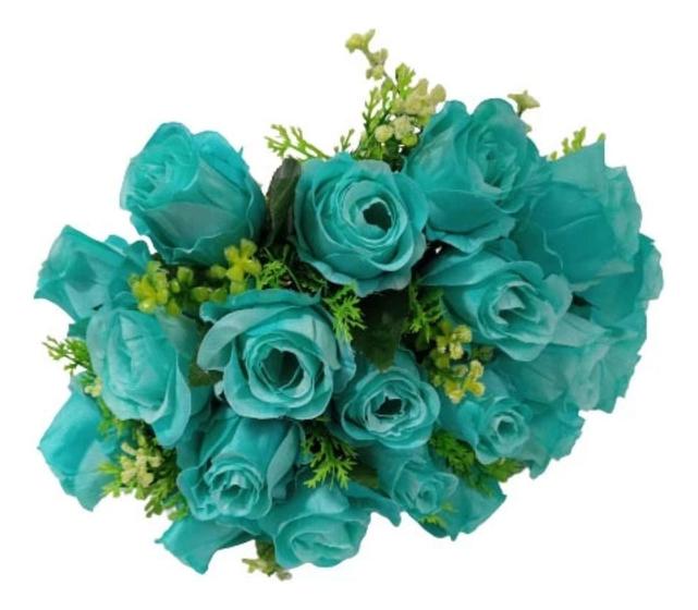 Imagem de Buquê Com 24 Rosas Artificiais Grande 40cm Flores Arranjo