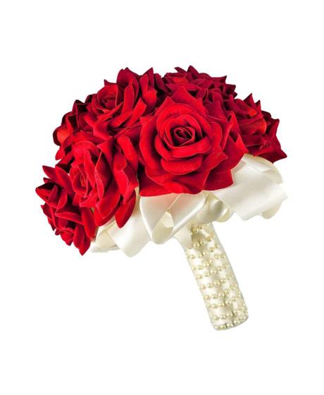 Buquê De Noiva Com Rosas Vermelhas Cetim Cor Creme Perolado - Amor Lindo -  Outros Decoração - Magazine Luiza