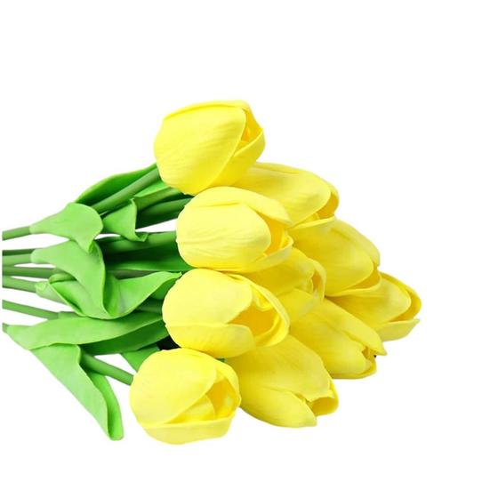 Imagem de Buque De Tulipas Amarelo Real Ao Toque Com 10 Unidades