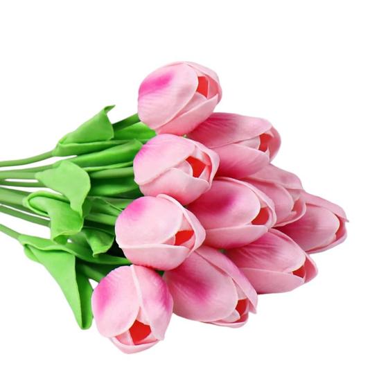 Imagem de Buque De Tulipas ROSA FOFO Real Ao Toque Com 10 Unidades