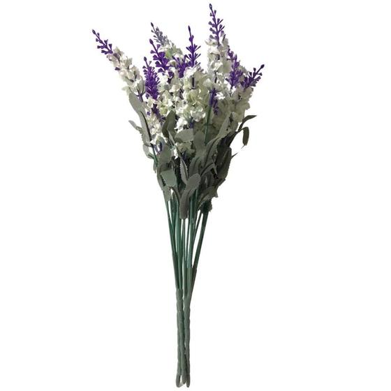 Imagem de Buquê Flor De Lavanda Artificial 4 Hastes P/ Decoração 35cm