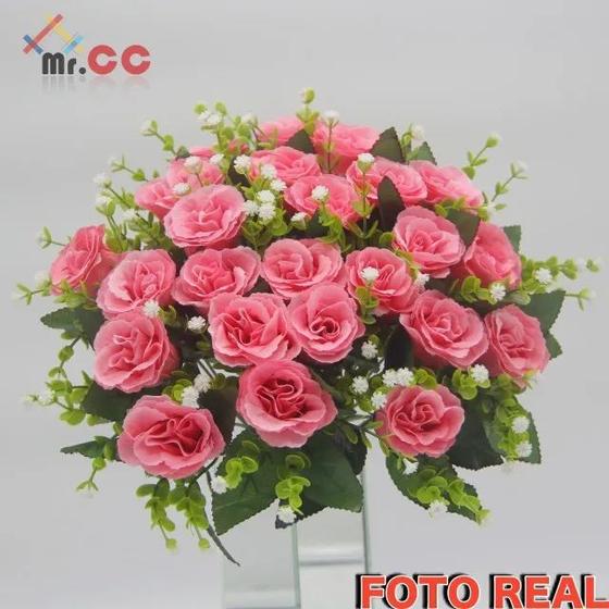 Buquê Rosas Artificial C/24 Flores Arranjo Enfeite Casamento rosa - mr.cc -  Buquê de Flor - Magazine Luiza