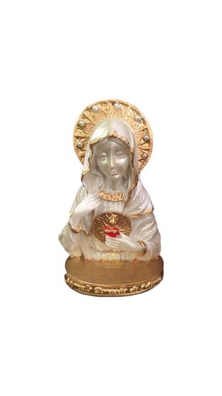 Imagem de Busto Sagrado Coração de Maria em Resina Pérola 12cm PEQUENO