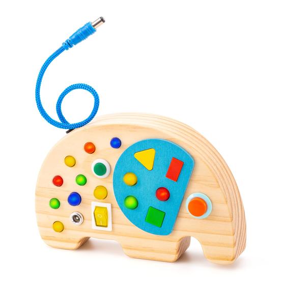 Imagem de Busy Board Biticolor Elephant Montessori com interruptor de luz