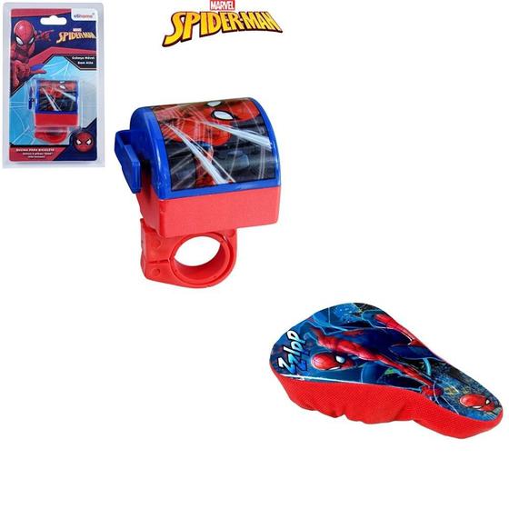 Buzina Bicicleta Infantil + Capa Banco Bike Homem Aranha Menor preço em Buzina Bicicleta Infantil + Capa Banco Bike Homem Aranha