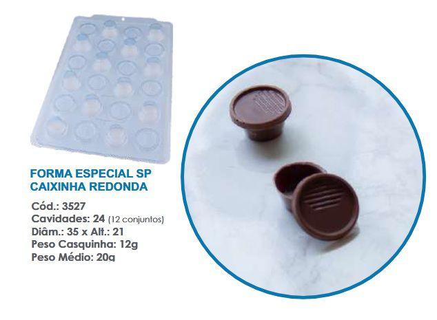 Imagem de BWB Forma para chocolate Caixinha Redonda cod 3527 (3 Partes "01 silicone") Páscoa