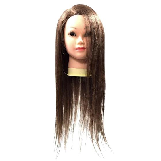 Imagem de Cabeça De Boneca com Cabelo Misto Para Treinamento de Profissionais Com Suportede Mesa