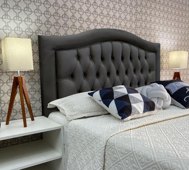 Imagem de Cabeceira 140 Cama Box Sophia Provençal Cinza Suede Painel RBL