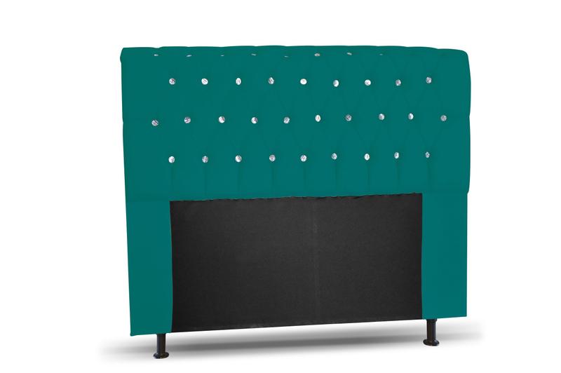 Imagem de Cabeceira 160 lady-com-strass cor suede azul turquesa topázio decor