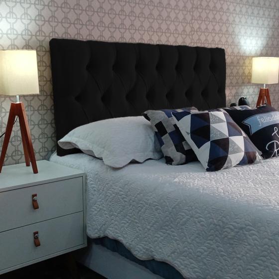 Imagem de Cabeceira 195 Cama Box Luna Capitone Preto Suede Painel RBL