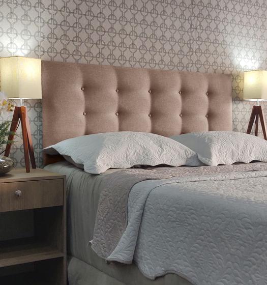 Imagem de Cabeceira 195 Cama Box Viena Botone Bege Linho Com Pés RBL