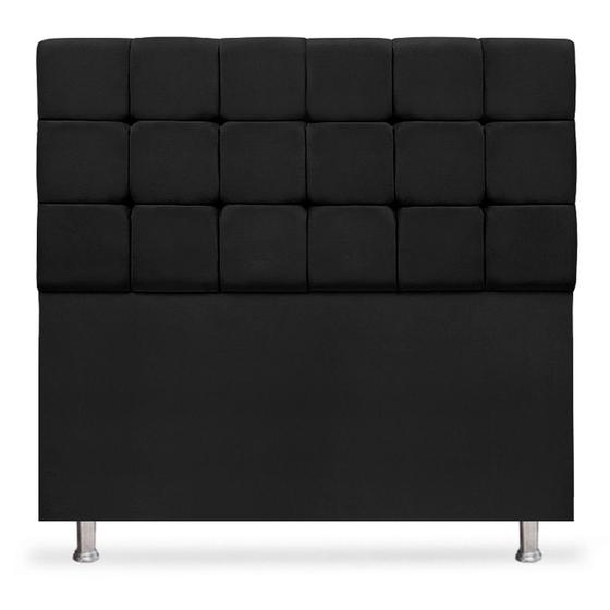 Imagem de Cabeceira 90cm Analu Tecido Suede Preto Strass Ísis Decor