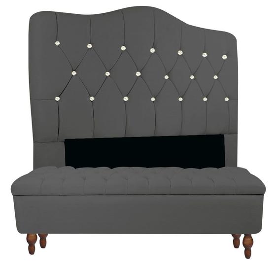 Imagem de Cabeceira Atena para cama box  para Quartos Closet Decoração Botão Strass 195cm Nanda Decor