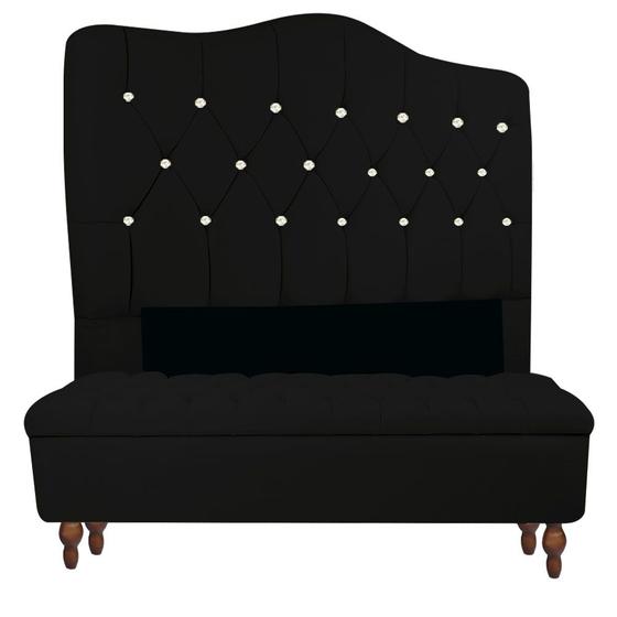 Imagem de Cabeceira Atena para cama box  para Quartos Closet Decoração Botão Strass 195cm Nanda Decor