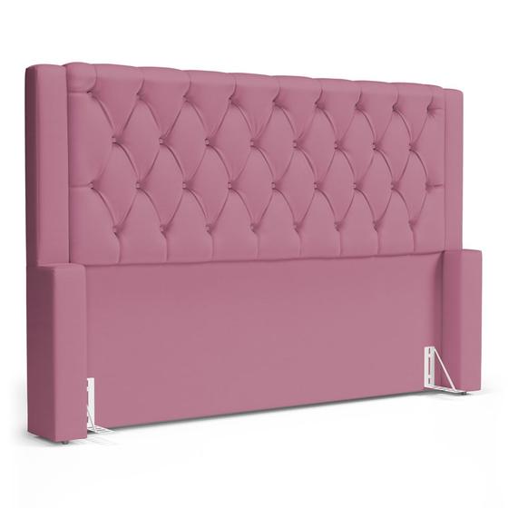 Imagem de Cabeceira Atena Para Cama Box Queen Size 160cm Capitonê com Frame Suede Rosa - Desk Design